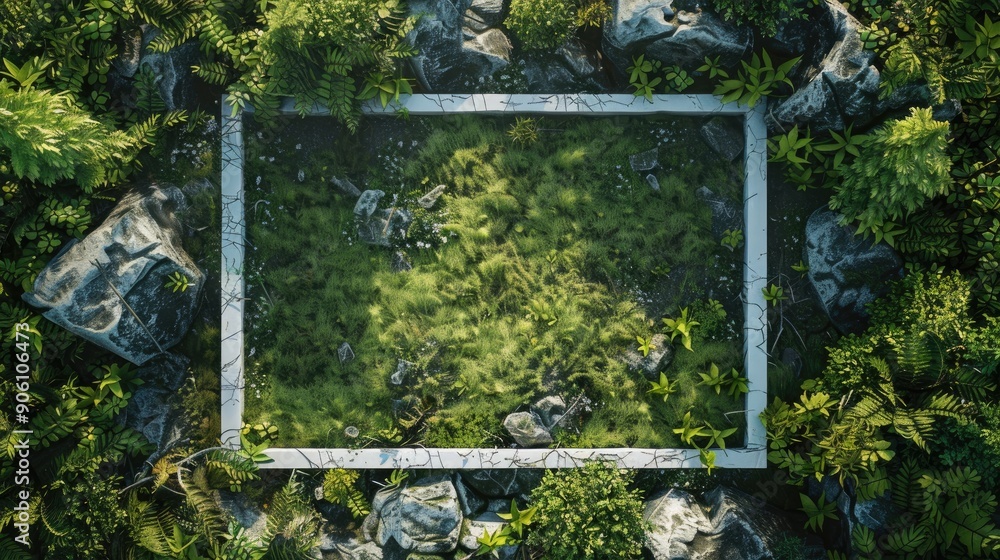 Fototapeta premium Realistic green battle map with frame background, AI generated for ads