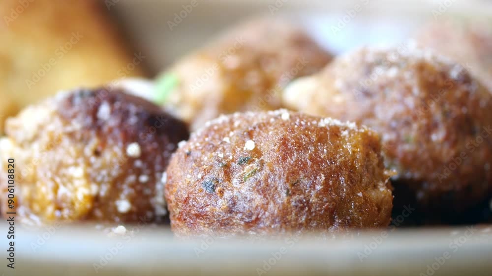 closeup of Turkey Meatballs on a plate closeup of Turkey Meatballs on a plate