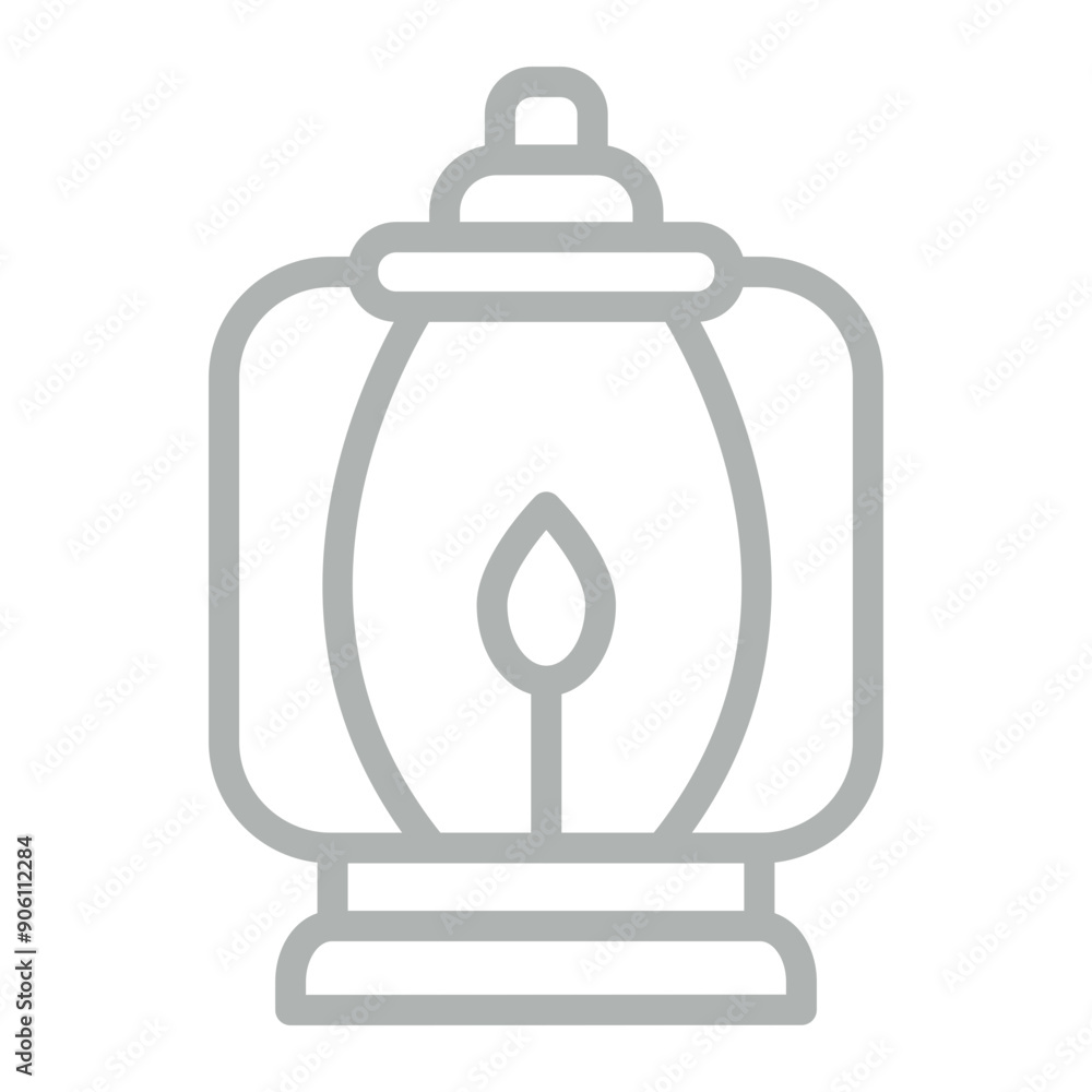 Lantern Vector Line Grey Icon Design