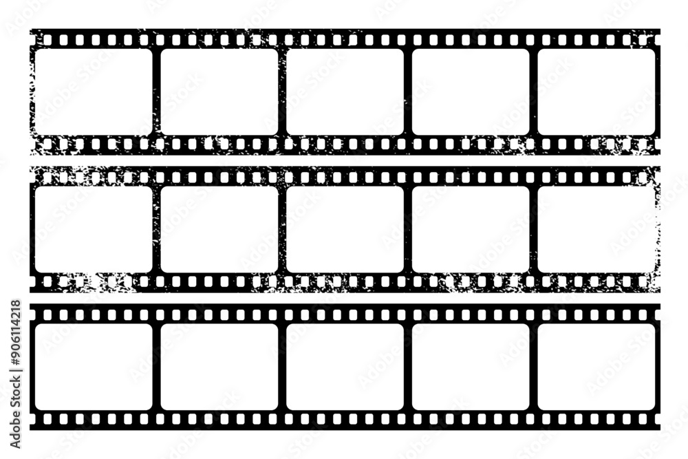 Grunge film strips collection. Old retro cinema movie strip. Video recording. Vector illustration. Grunge film strips collection. Old retro cinema movie strip. Video recording. Vector illustration.