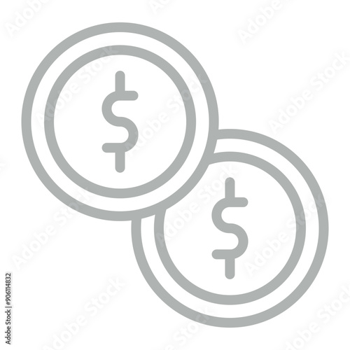 Coin Vector Line Grey Icon Design
