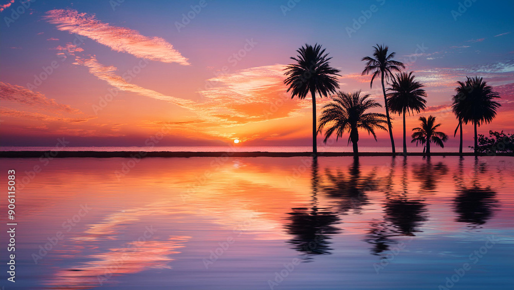 Silhouette coconut palm tree on the beach at beautiful sunset. Silhouette coconut palm tree on the beach at beautiful sunset.