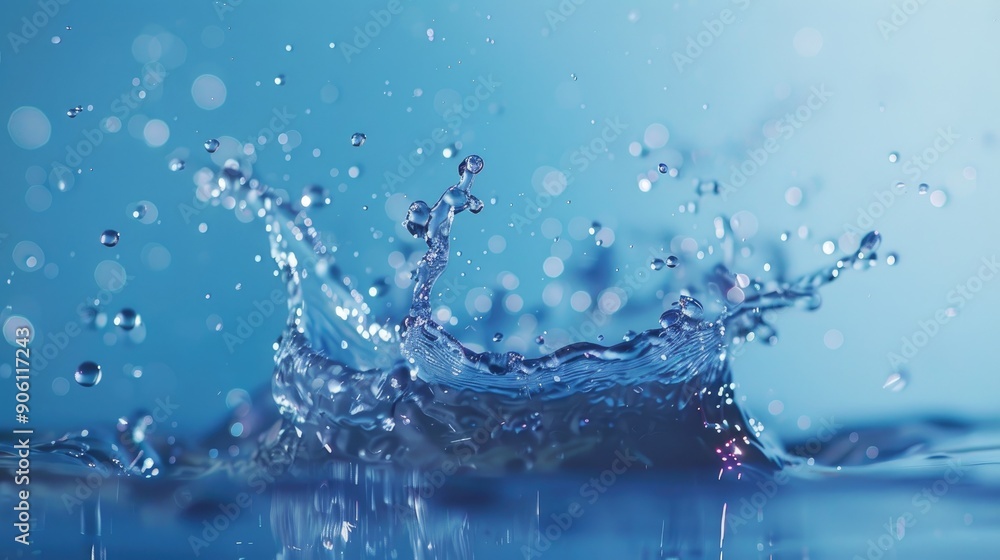 Water splashing on a blue area Water splashing on a blue area