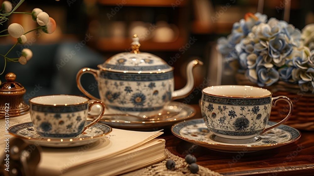 Fototapeta premium a tea set on a table