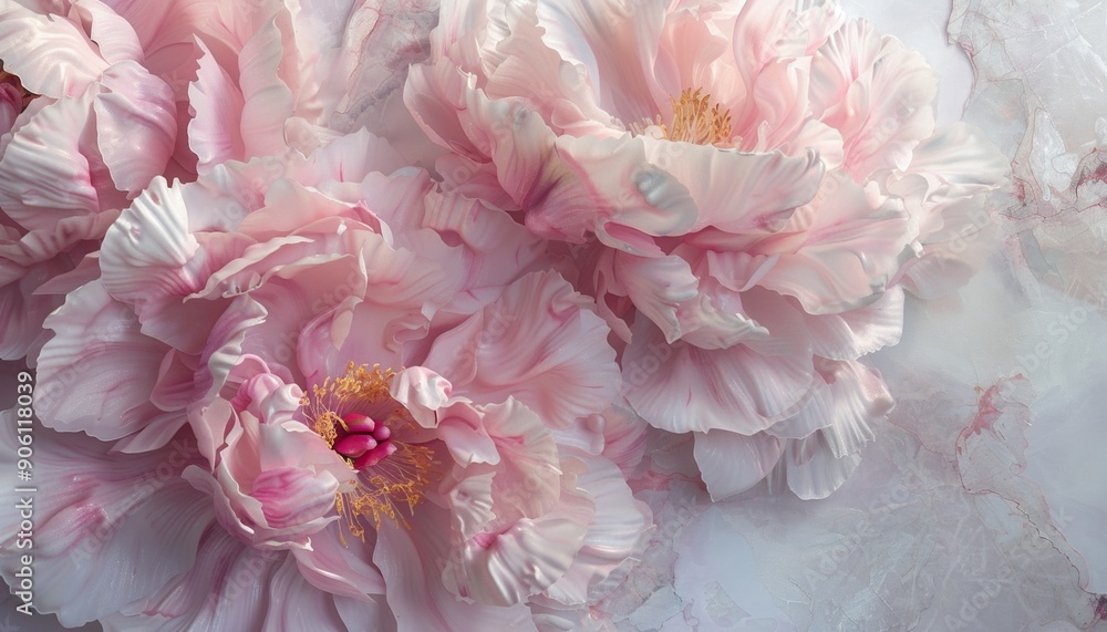 Elegant Peonies Close-Up with Delicate Petals Artfully Presented on Textured Canvas, Beautiful and Detailed, Background with Copy Space, Invitation Card Elegant Peonies Close-Up with Delicate Petals Artfully Presented on Textured Canvas, Beautiful and Detailed, Background with Copy Space, Invitation Card