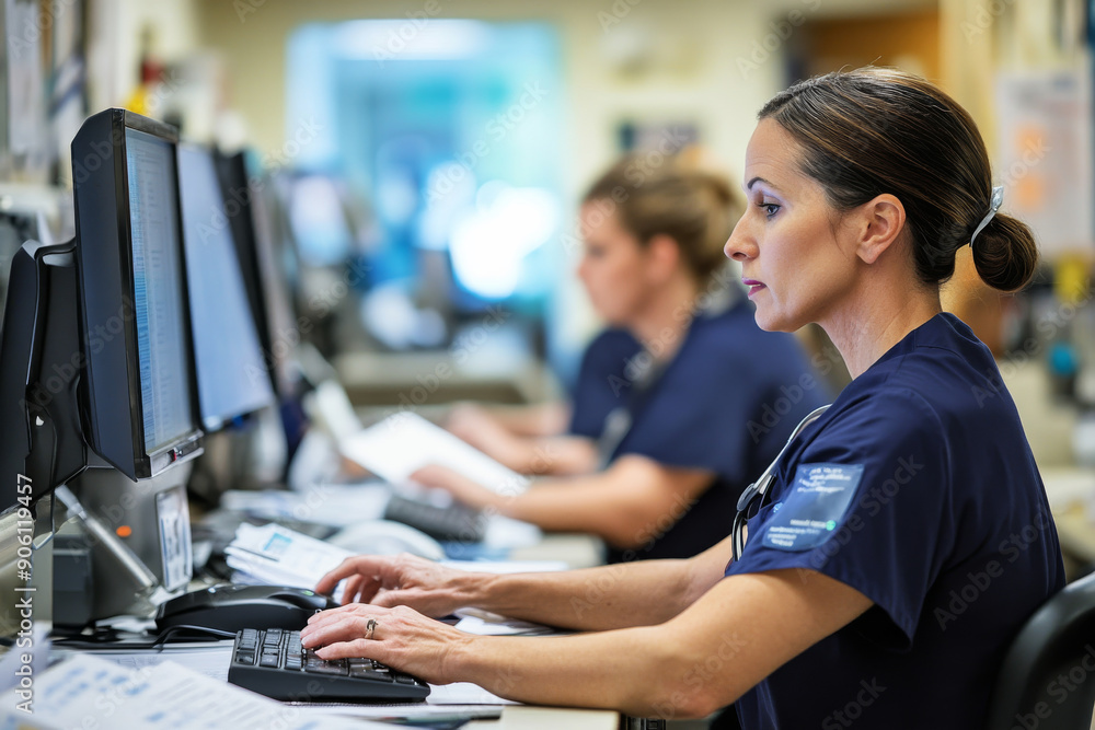busy hospital admin workers doing administrative jobs, researchers working in laboratory pathology centers modern hospitals smiling discussing enjoying having fun at the hospital and