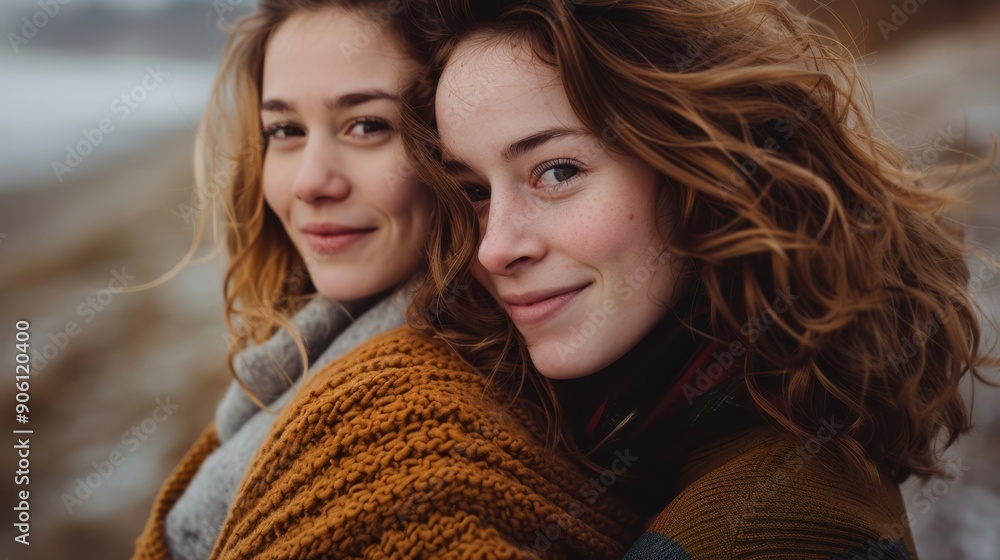 Obraz premium A joyful mother and daughter duo, both with different body types, sharing a hug and celebrating their unique beauty together