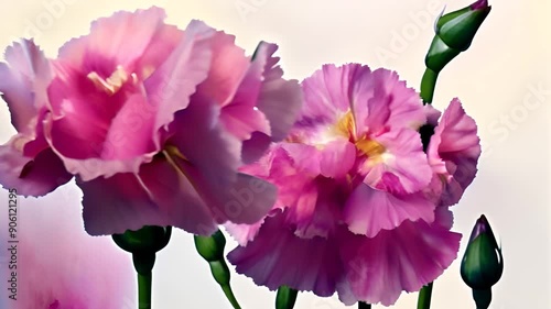 Watercolor-painted pink flowers gently sway in a serene and delicate animation.