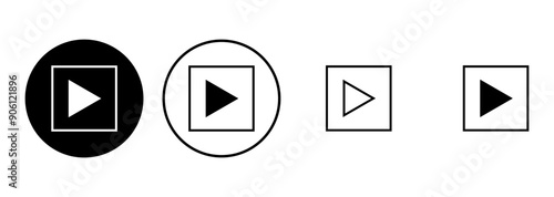 Play Icon set. Play button vector icon