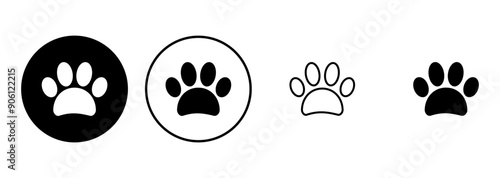 Paw icon set. paw print icon vector. dog or cat paw
