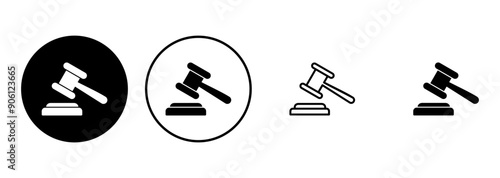Gavel icon set. judge gavel icon vector. law icon vector. auction hammer