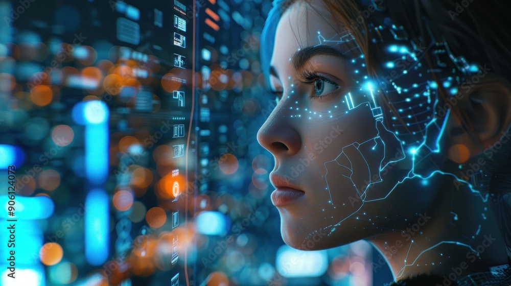 Digital Woman in a Futuristic World