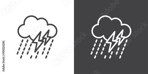 Thunderstorm icon vector logo set collection for web app ui