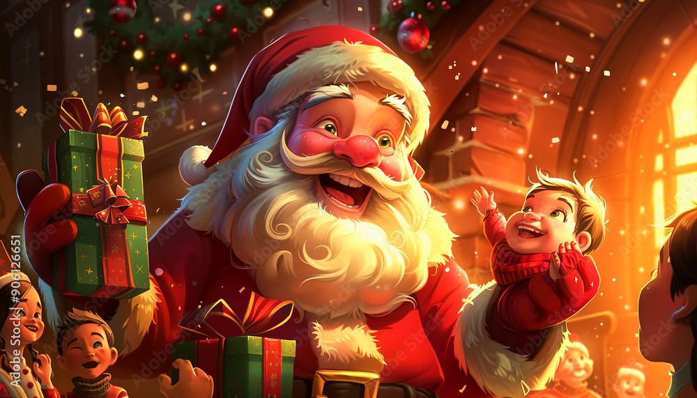 Santa Claus with Children and Christmas Gifts Santa Claus with Children and Christmas Gifts