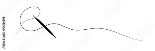 Thread with sewing needles on white background. Modern design icon. Vector illustration.