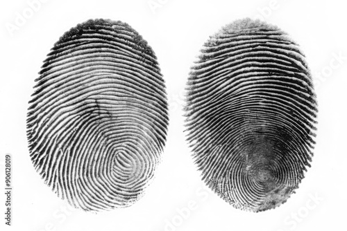 Two Black Fingerprint Impressions on White Background.