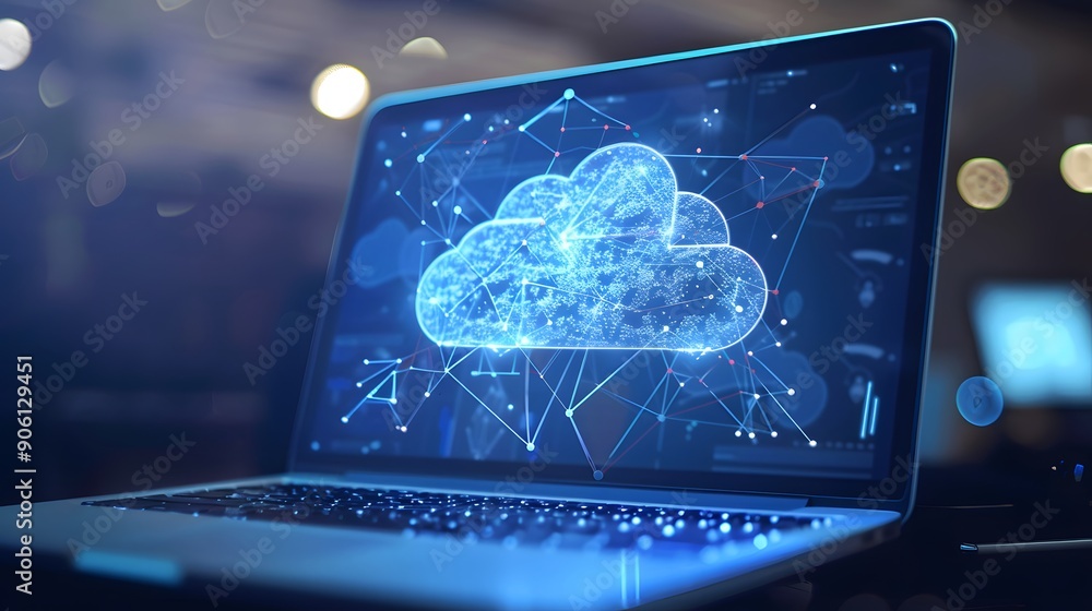 Laptop data cloud on the screen accessibility in cloud management,generative ai Laptop data cloud on the screen accessibility in cloud management,generative ai