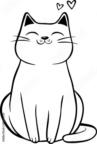 Cute cat drawing clipart design illustration 