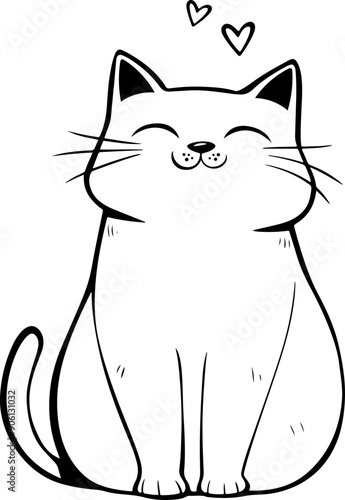 Cute cat drawing clipart design illustration 