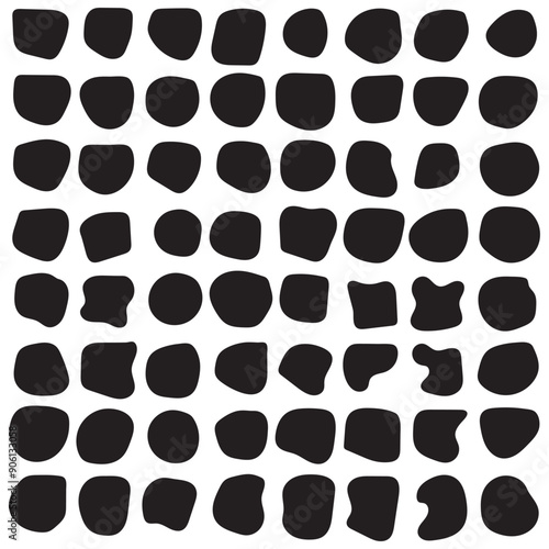 Blob shape vector illustration set. Random blob shapes. Organic black blobs of irregular shape. Abstract blotch, inkblot and pebble silhouettes, simple liquid. Vector illustration.
