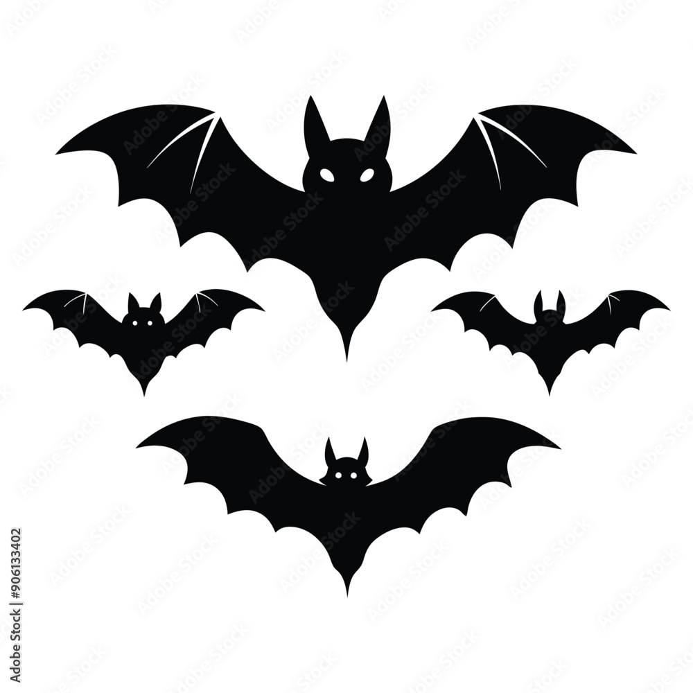 Halloween isolated set of black bats silhouettes vector illustration Halloween isolated set of black bats silhouettes vector illustration