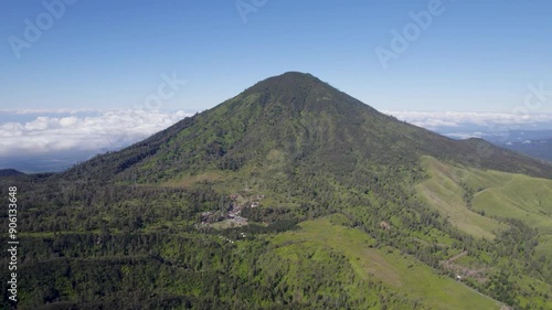 Aerial view of mountains above the clouds in Indonesia, Gunung Rante, Ijen photo