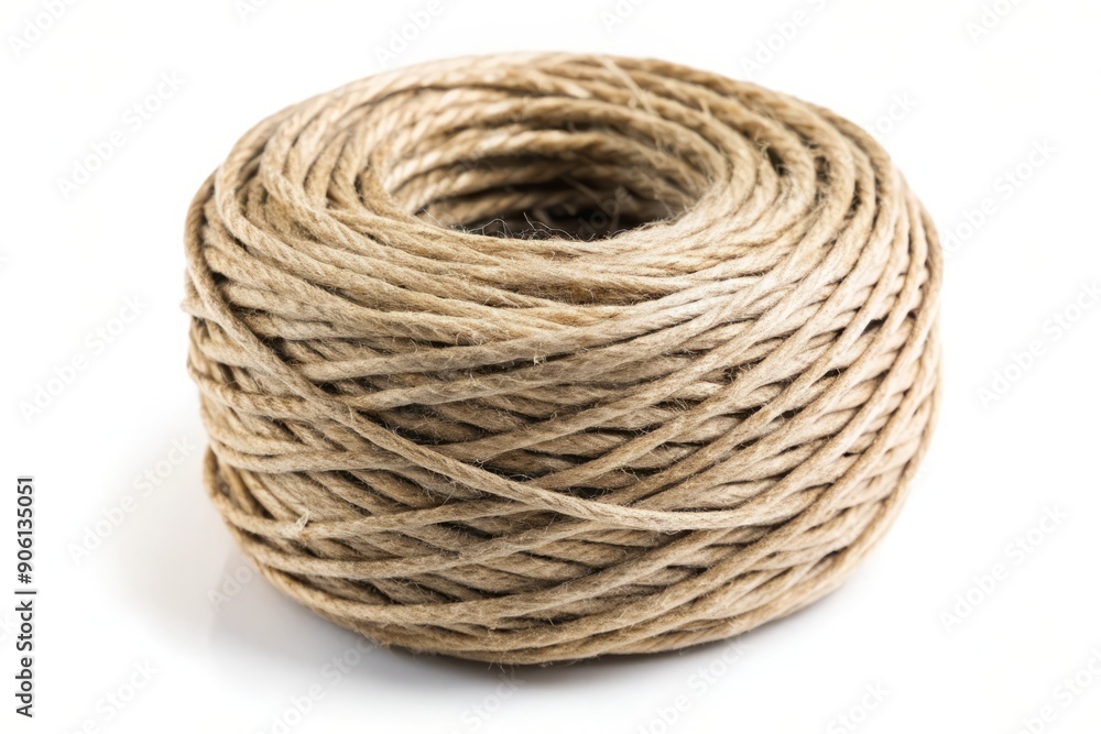 Closeup of a Ball of Brown Twine Isolated on White Background. Closeup of a Ball of Brown Twine Isolated on White Background.