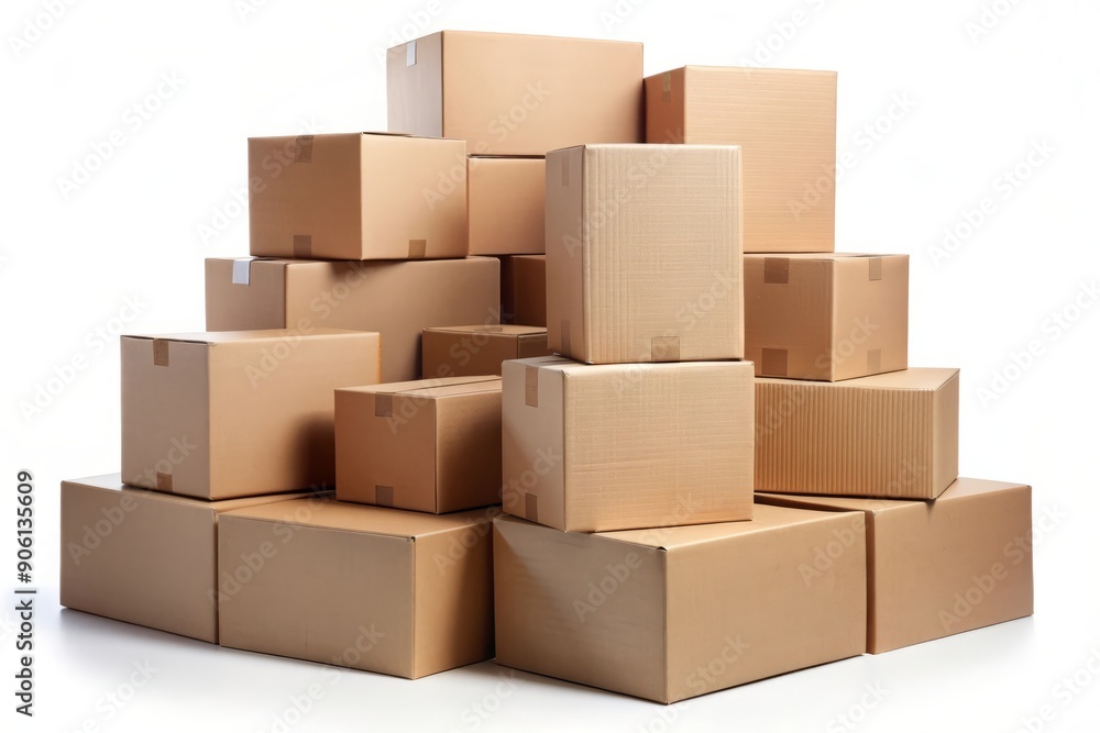 Stack of Cardboard Boxes Isolated on White Background. Stack of Cardboard Boxes Isolated on White Background.