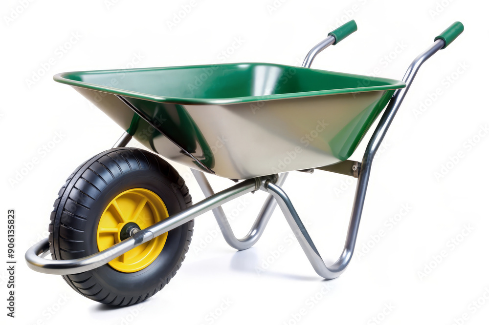 Green Wheelbarrow Isolated on White Background. Green Wheelbarrow Isolated on White Background.