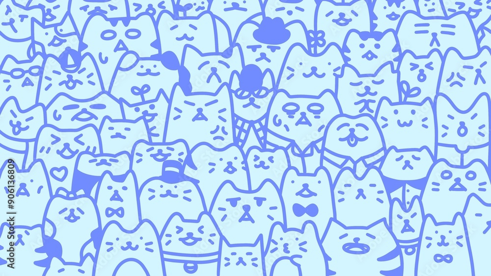 Cute cat background and wallpaper (blue) Cute cat background and wallpaper (blue)
