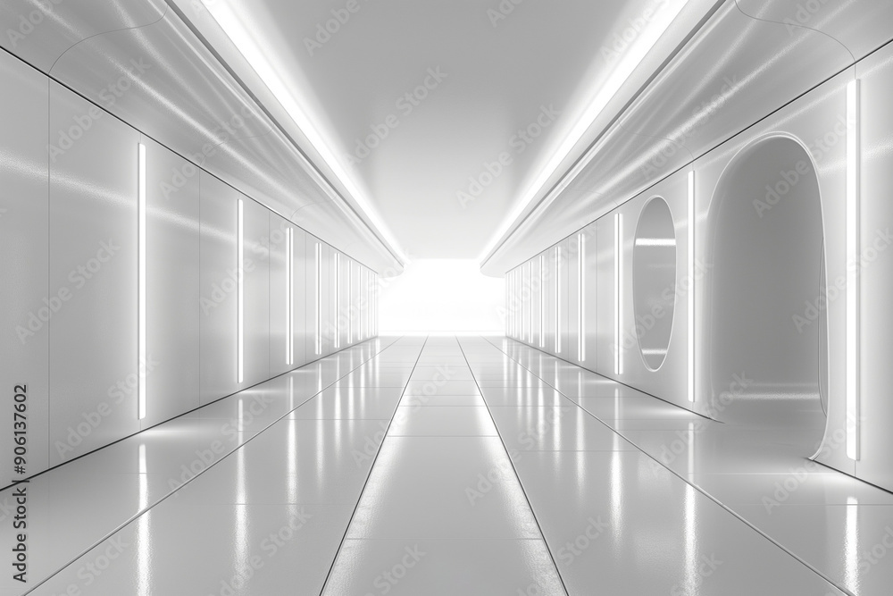White hallway Neon light fluorescent glow hallway abstract. White hallway Neon light fluorescent glow hallway abstract.