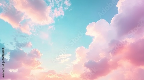 Dreamy Ethereal Dreamcore Sky with Colorful Pastel Clouds Creating a Magical and Serene Atmosphere. A Captivating Display of Dreamcore Aesthetic in the Sky.