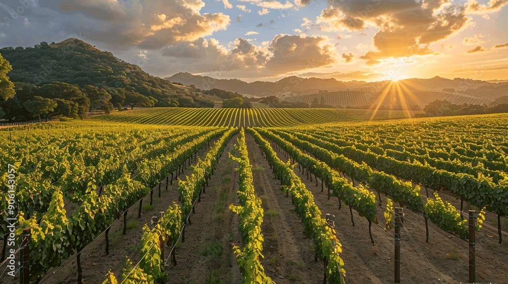 Naklejka premium Vineyard Sunset