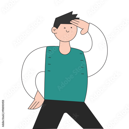 내다보는 남자(캐릭터+사람+멀리 보는)