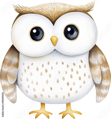 Adorable Wide-Eyed Owl Illustration with Beautiful Feather Details
