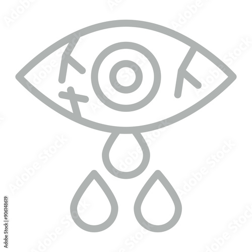 Conjunctivitis Vector Line Grey Icon Design