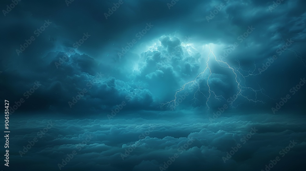 Dramatic Thunderstorm with Lightning in Clouds