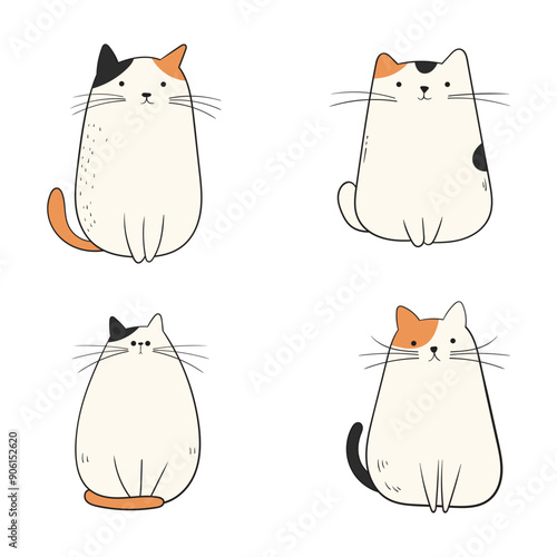 Cute cat drawing clipart design illustration 