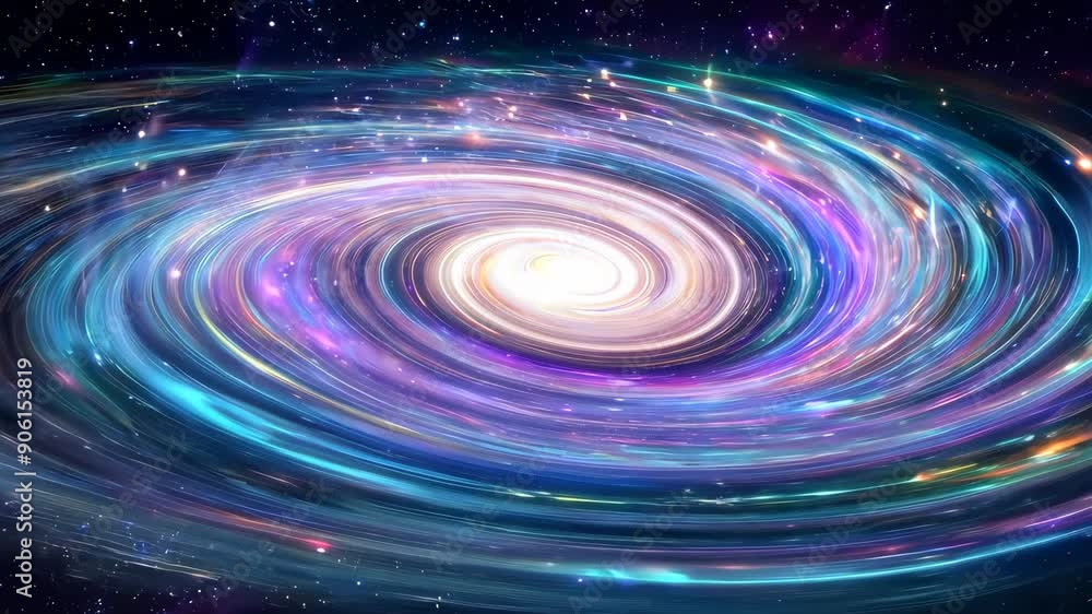 Spiral galaxy with colorful stars and cosmic Spiral galaxy with colorful stars and cosmic