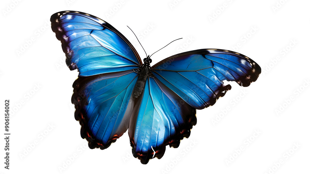 Obraz premium blue butterfly on white background, generative ai