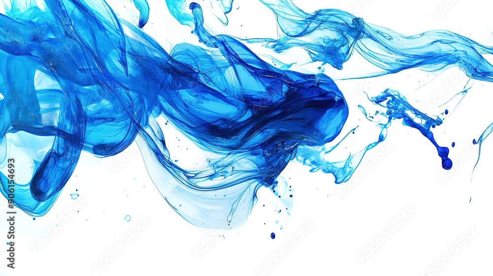 Abstract Artwork with Fluid Blue Ink Flow - Ideal for Modern Art Decor and Design Projects Abstract Artwork with Fluid Blue Ink Flow - Ideal for Modern Art Decor and Design Projects
