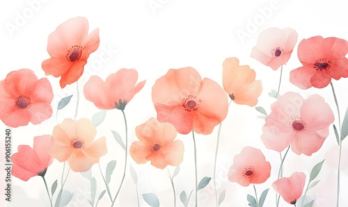 flowers watercolor drawing, Generative AI