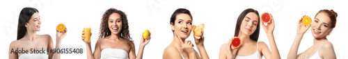 Set of young women with cit...