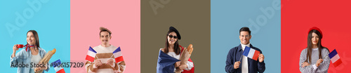 Set of people with flags of...