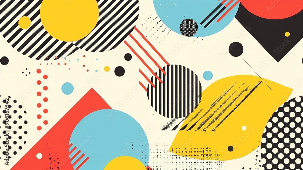 Abstract Geometric Pattern with Red, Yellow, and Blue Circles Abstract Geometric Pattern with Red, Yellow, and Blue Circles