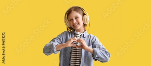 Happy little girl listening...