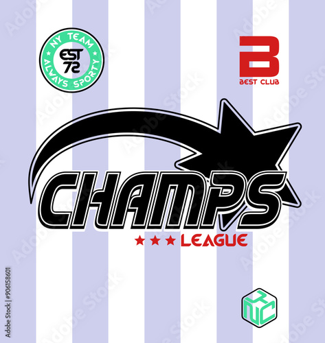 Athletic sporty typography football club team text slogan print for t-shirt graphic, vector illustration
