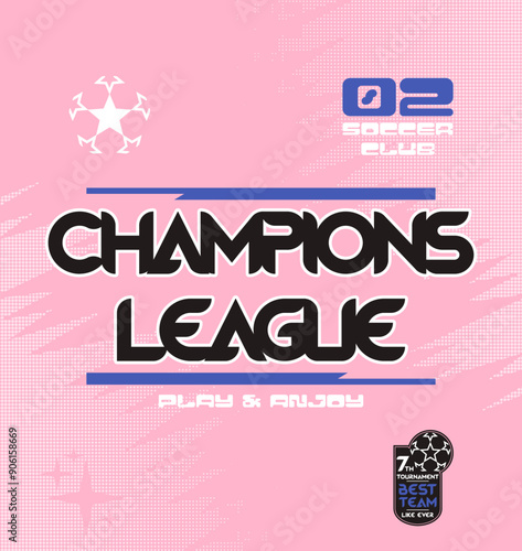 Athletic sporty typography champions league text slogan print for t-shirt graphic, vector illustration