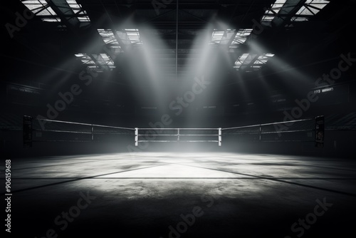 Obraz na płótnie Illuminated boxing and wrestling rings in futuristic settings. w salonie