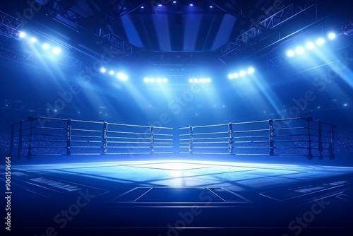 Obraz na płótnie Illuminated boxing and wrestling rings in futuristic settings. w salonie